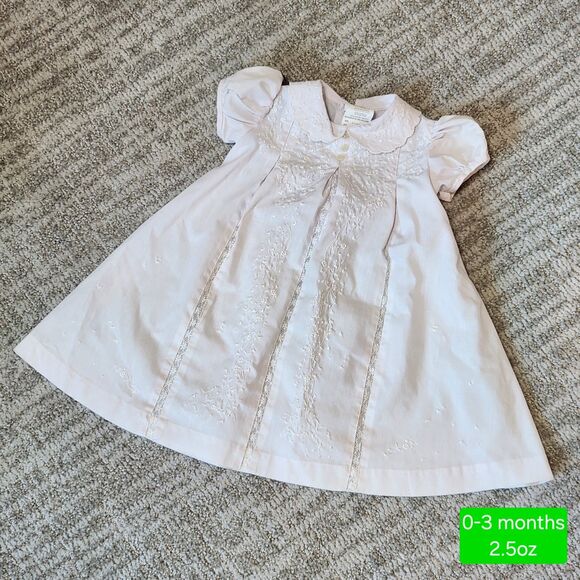 Nannette vintage Baptism Christening dress white made in PRC size 0-3 months - Picture 1 of 10